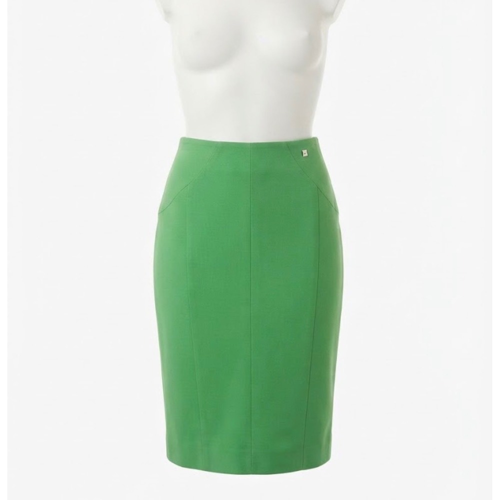 Versace Collection Green Pencil Skirt Medusa Logo Mob Wife Size 44 Tailored